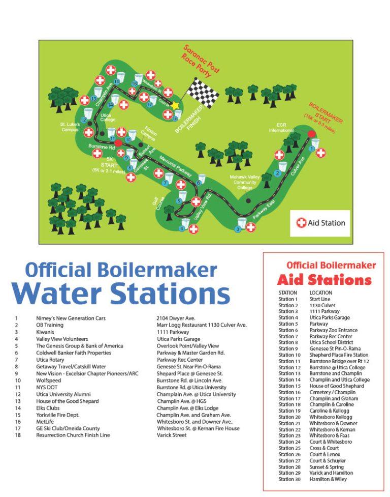 Boilermaker Road Race Water & Aid Station Map