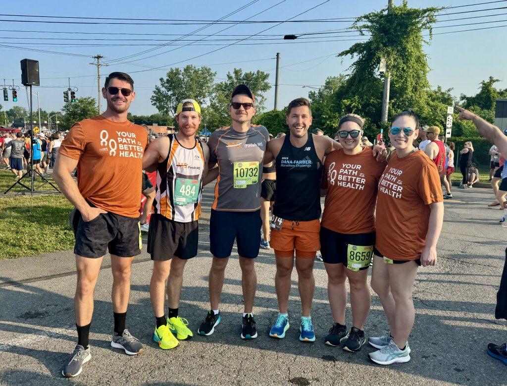 The National MS Society Charity Bib Team at the start line of the 2024 Boilermaker 15K